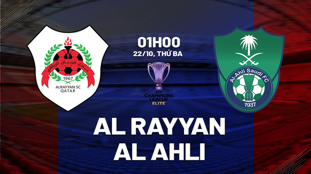 Nhận định Al Rayyan vs Al Ahli 1h00 ngày 22/10 (AFC Champions League Elite 2024/25). Hãy đến FB88 cá cược bóng đá .